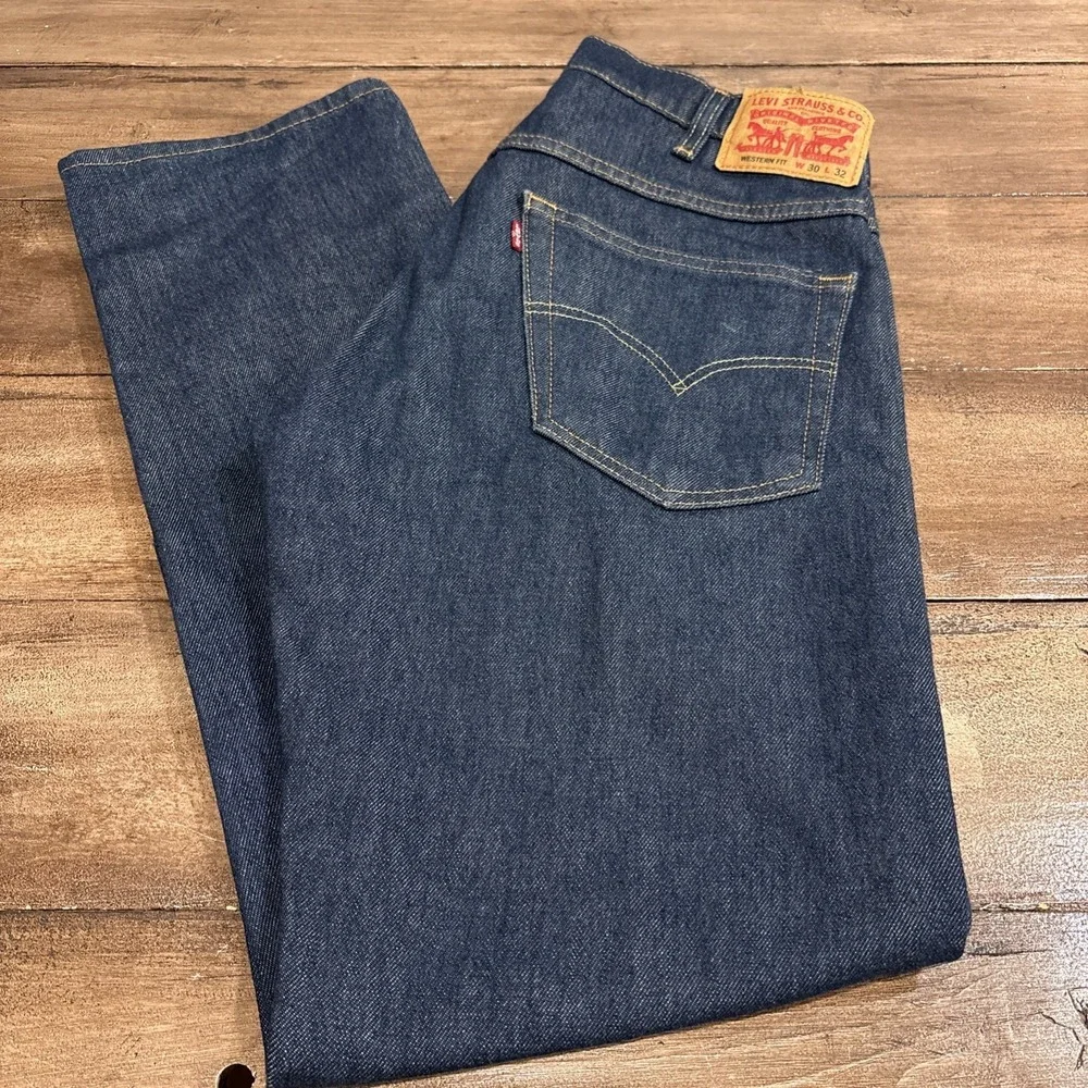 Levi's Men's Western Fit Straight Leg Jeans 100% Cotton Dark Blue 30x32